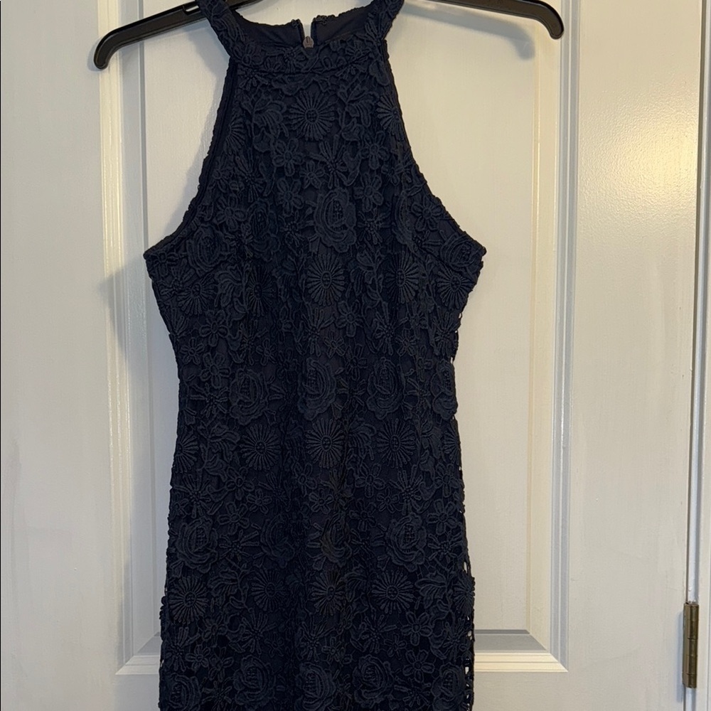 Lulu's Blue Sheath Halter Mini Dress